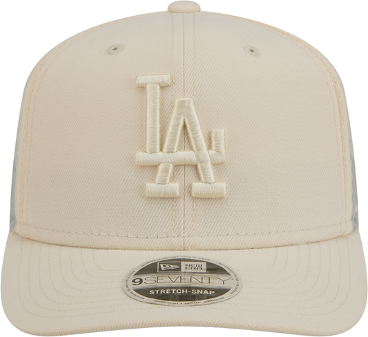 Gorra Trucker Ajustable de Hombre Los Angeles Dodgers New Era Color Beige Claro Pack 9SEVENTY
