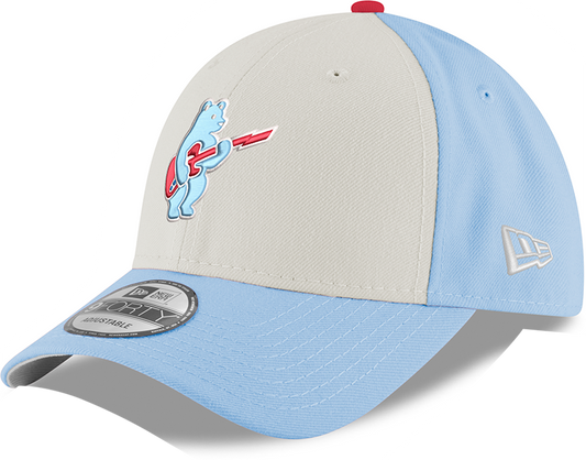 Youth Chicago Cubs Guitar Bear Alternate 9FORTY Adjustable Chrome/Sky Blue Cap By New Era