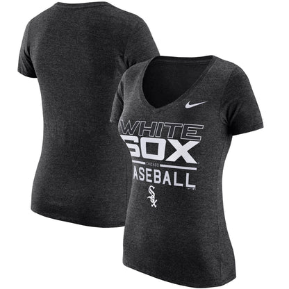 Women's Chicago White Sox Nike Practice 1.7 Tri-Blend V-Neck T-Shirt
