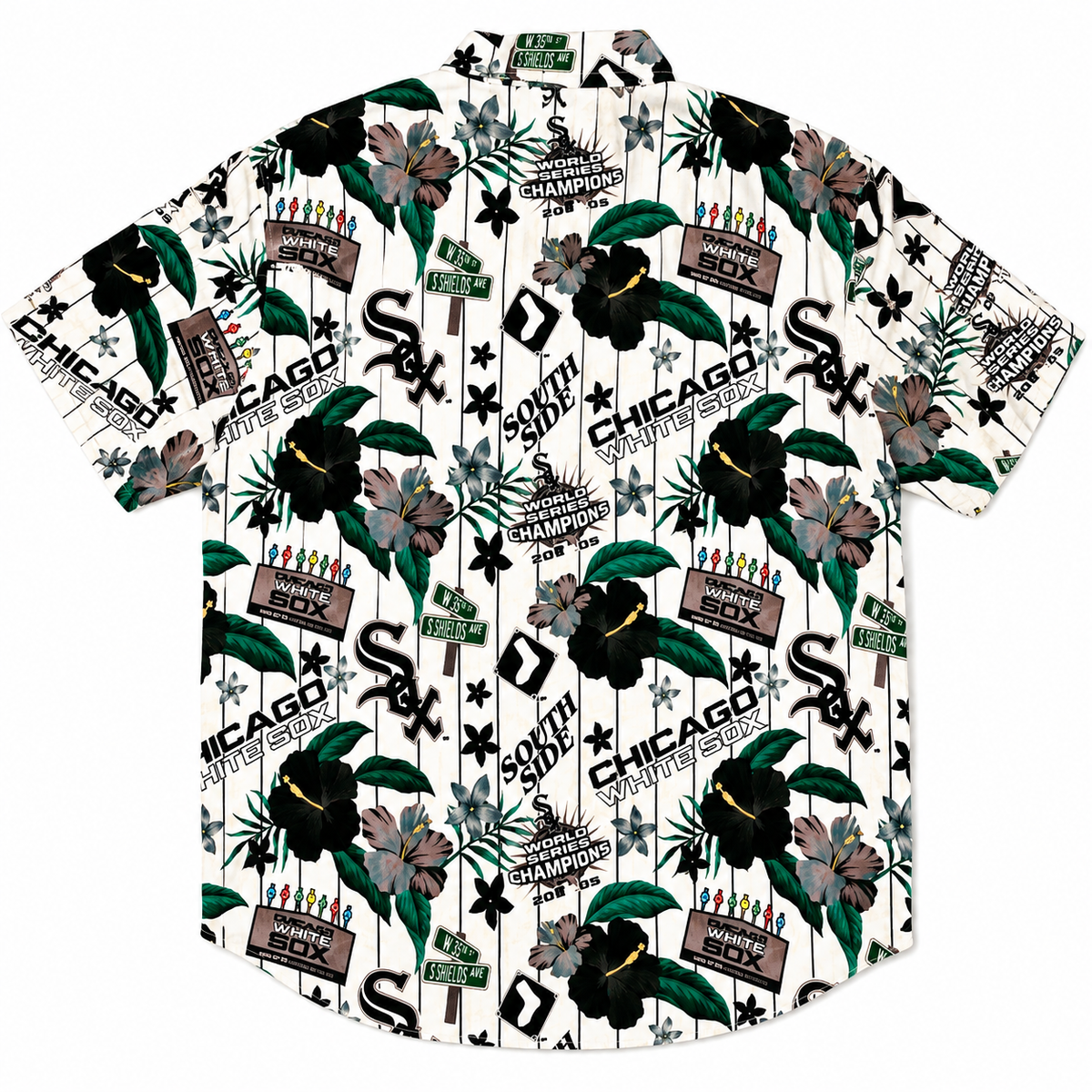 Men's Chicago White Sox White Floral Button Down Hawaiian Shirt