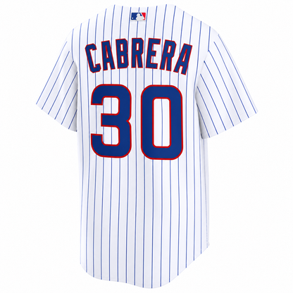 NIKE Men's Edward Cabrera Chicago Cubs Premium Twill White Home Replica Jersey With Authentic Premium Lettering
