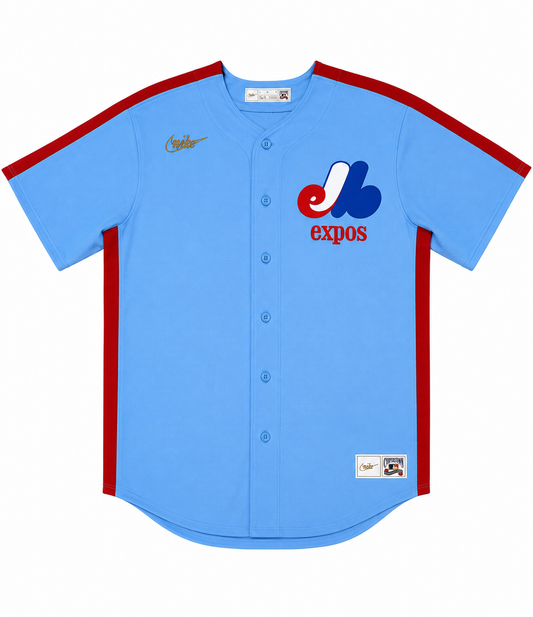 Camiseta prémium de visitante Nike azul claro de los Montreal Expos, Andre Dawson, Colección Cooperstown