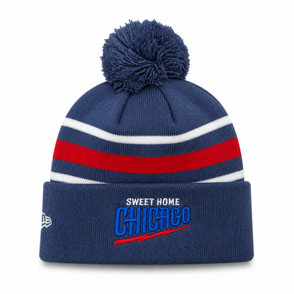 Chicago Cubs New Era Navy 2nd Alternate Guitar Bear Cuffed Knit Hat with Pom