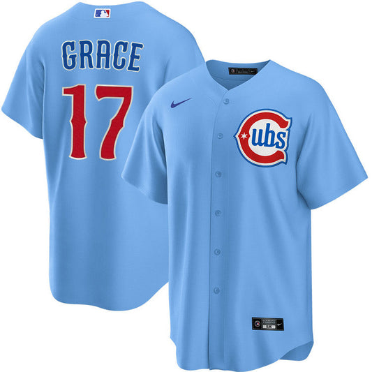 NIKE Men's Chicago Cubs Mark Grace #17 Light Blue 2nd Alternate Replica Jersey