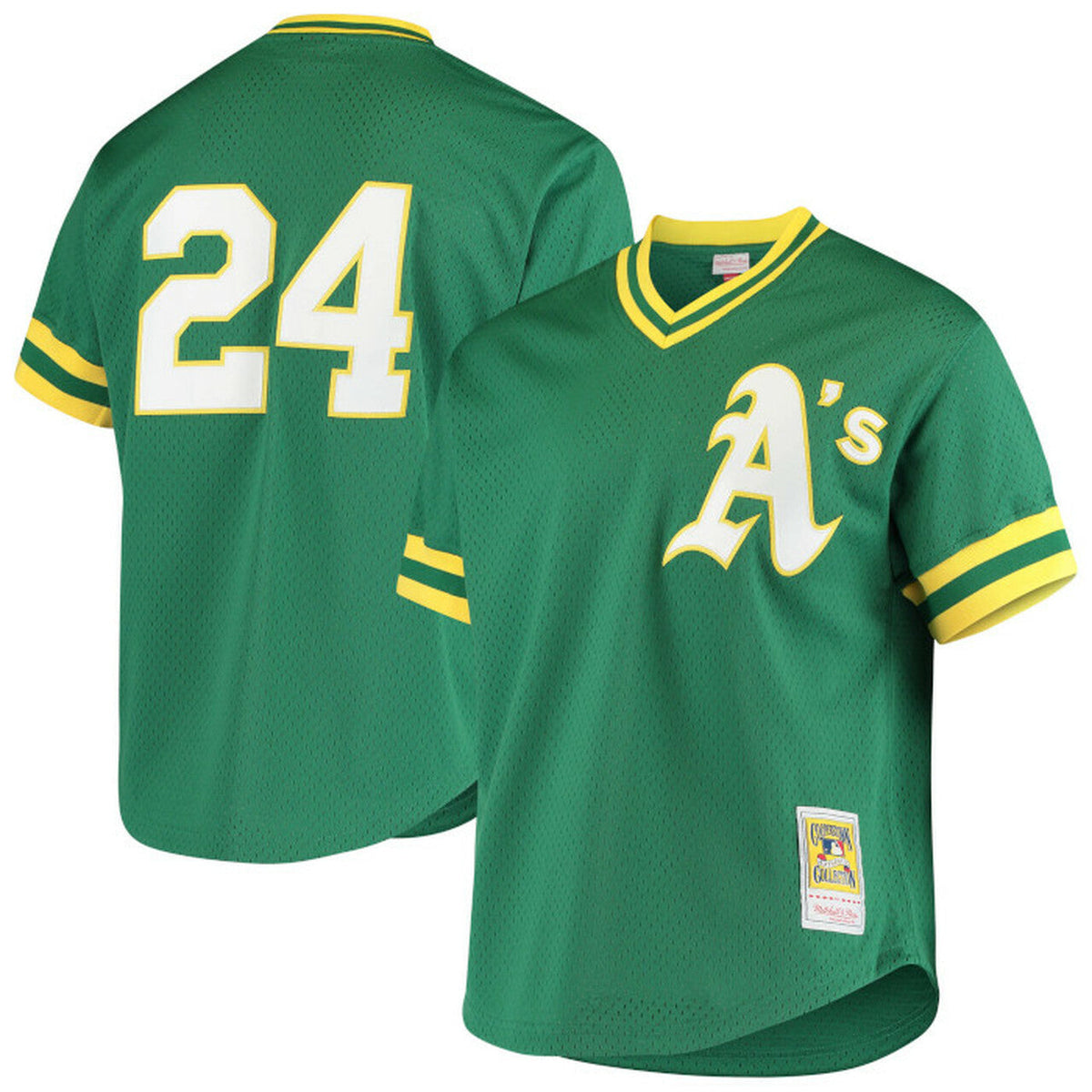 Men's Oakland Athletics Rickey Henderson 1991 Mitchell & Ness Green Cooperstown 1987 Mesh Batting Practice Jersey