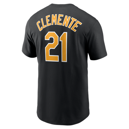 Men's Pittsburgh Pirates Roberto Clemente Nike Black Cooperstown Collection Name & Number T-Shirt