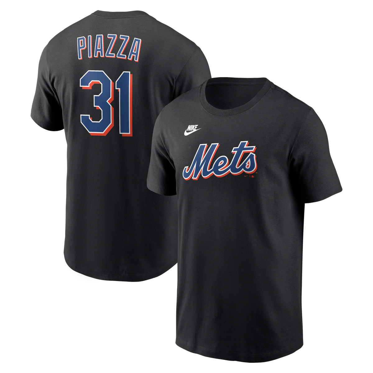 Camiseta negra Nike de hombre de Mike Piazza de los New York Mets con nombre y número