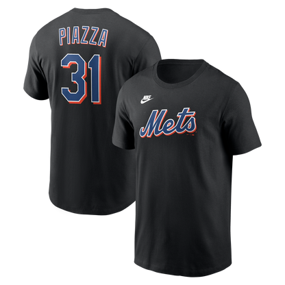 Camiseta negra Nike de hombre de Mike Piazza de los New York Mets con nombre y número