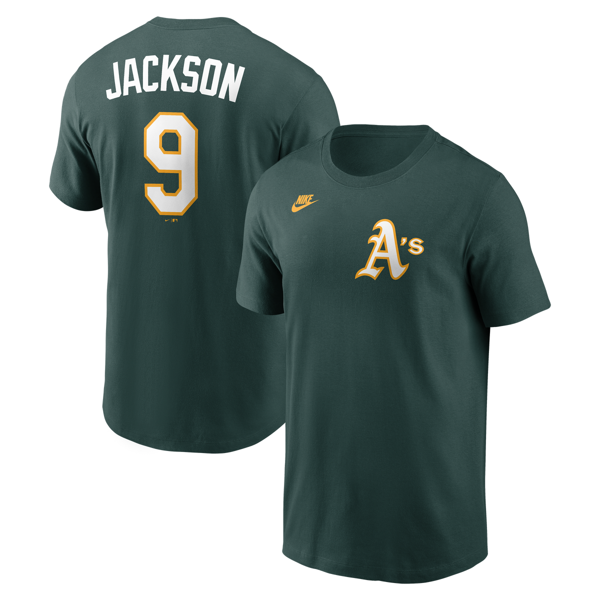 Men's Reggie Jackson Oakland Athletics Nike Green Name & Number T-Shirt