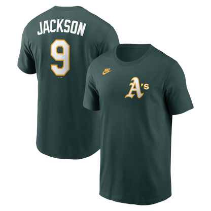 Men's Reggie Jackson Oakland Athletics Nike Green Name & Number T-Shirt