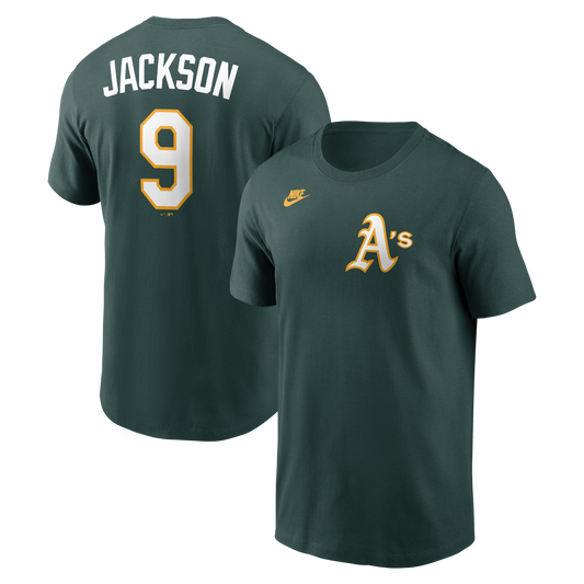 Men's Reggie Jackson Oakland Athletics Nike Green Name & Number T-Shirt