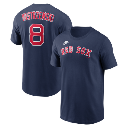 Men's Boston Red Sox Carl Yastrzemski Nike Navy Cooperstown Collection Name & Number T-Shirt