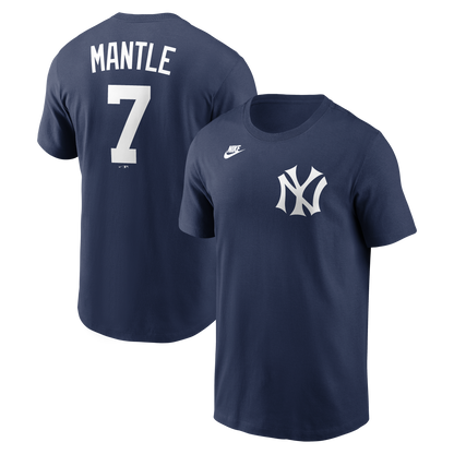 Camiseta Nike de los New York Yankees Mickey Mantle para hombre, azul marino, con nombre y número