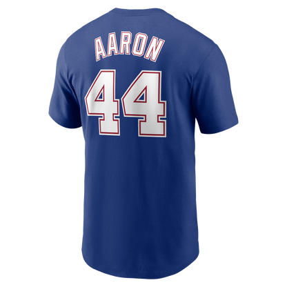 Men's Hank Aaron Atlanta Braves Nike Royal Blue Name and Number T-Shirt