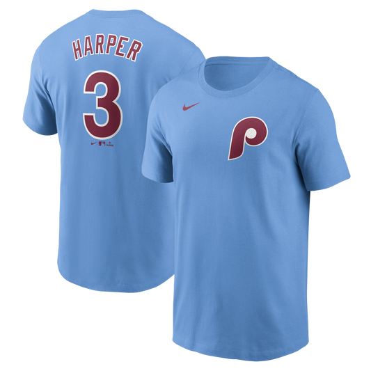 Men's Bryce Harper Philadelphia Phillies Nike Valor Blue Name and Number T-Shirt