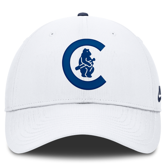 Gorra ajustable blanca Nike Cooperstown con el logo del club de los Chicago Cubs