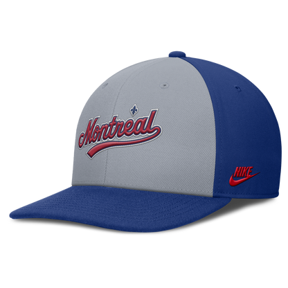Montreal Expos Nike Gray/Royal Dri-Fit Pro Snapback Hat
