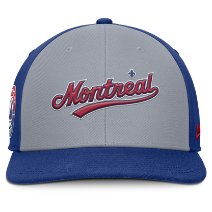 Montreal Expos Nike Gray/Royal Dri-Fit Pro Snapback Hat
