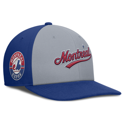 Montreal Expos Nike Gray/Royal Dri-Fit Pro Snapback Hat