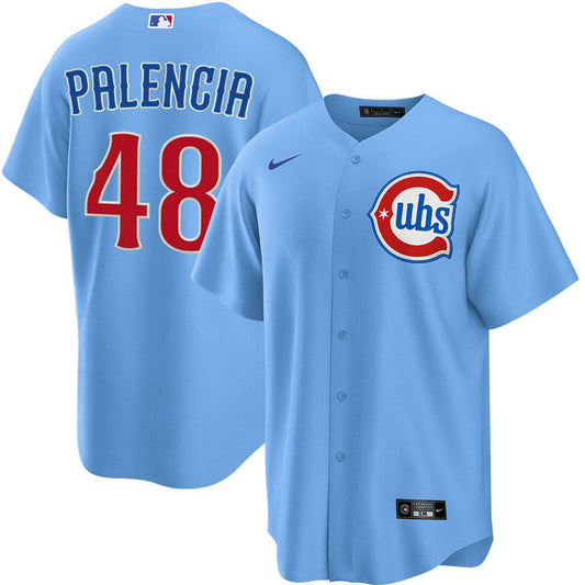 NIKE Men's Chicago Cubs Daniel Palencia #48 Light Blue 2nd Alternate Replica Jersey