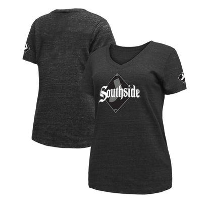 Camiseta New Era Tri-Blend de cuello en V City Connect de los Chicago White Sox para mujer - Negra