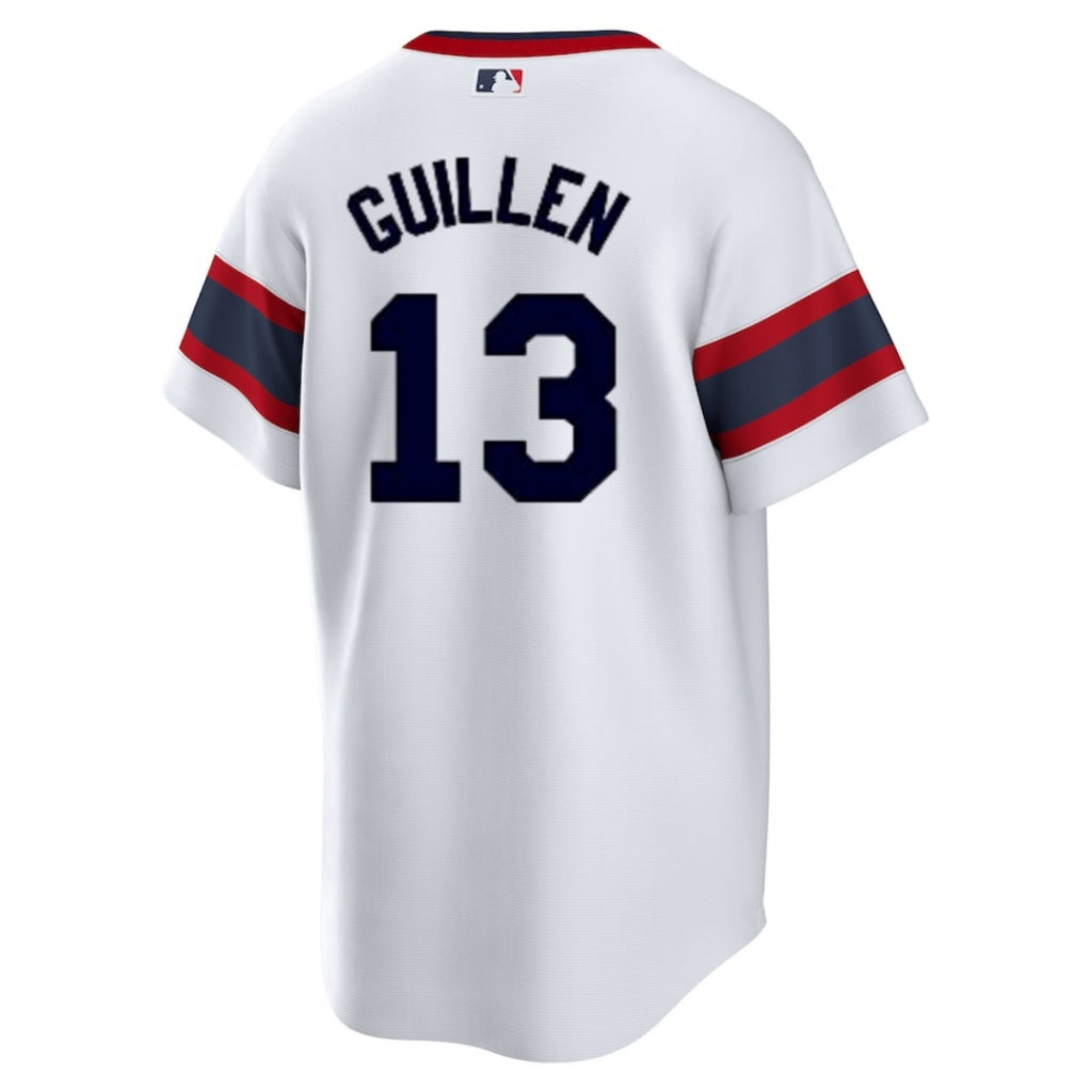 NIKE Men's Ozzie Guillen Chicago White Sox 1983 Home White Premium Lettering Replica Jersey