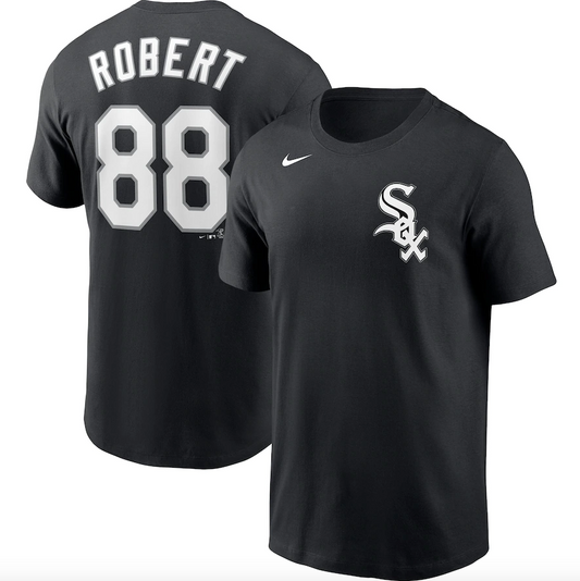 Camiseta negra de hombre de los Chicago White Sox de Luis Robert Nike con nombre y número