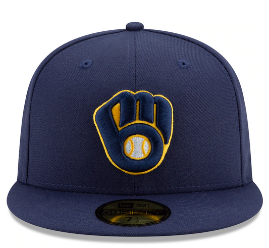 Gorra ajustada 59FIFTY On-Field de la colección auténtica de los Milwaukee Brewers New Era en azul marino para hombre