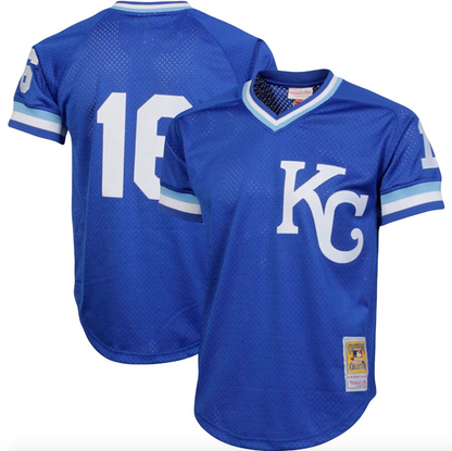 Men's Mitchell & Ness Authentic Replica Bo Jackson Kansas City Royals 1989 Blue Mesh Batting Practice Jersey
