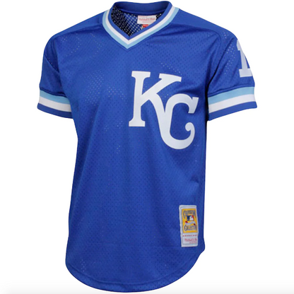 Men's Mitchell & Ness Authentic Replica Bo Jackson Kansas City Royals 1989 Blue Mesh Batting Practice Jersey