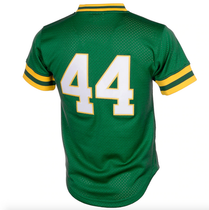 Men's Oakland Athletics Reggie Jackson Mitchell & Ness Green Cooperstown 1987 Mesh Batting Practice Jersey