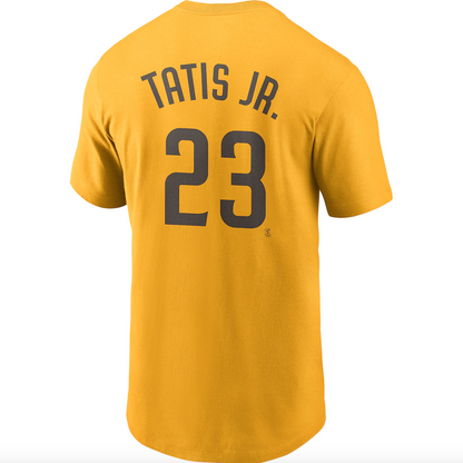 Men's San Diego Padres Fernando Tatís Jr. Nike Gold Name & Number T-Shirt