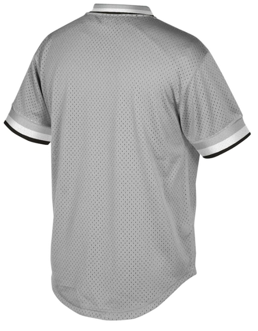 Camiseta de práctica de bateo de malla con cuello en V de los Chicago White Sox de visitante en color gris, Colección Cooperstown para hombre, por Mitchell & Ness