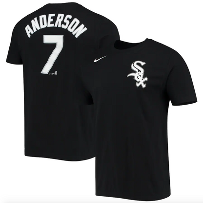 Camiseta Nike negra para hombre de los Chicago White Sox de Tim Anderson con nombre y número