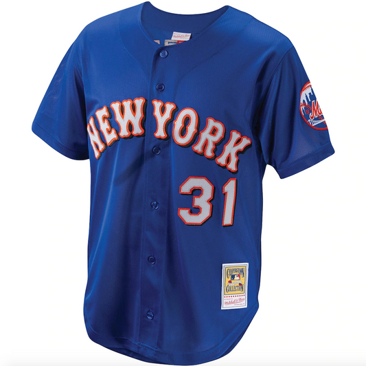 Camiseta de práctica de bateo Mitchell & Ness Mike Piazza New York Mets Royal Cooperstown Collection para hombre