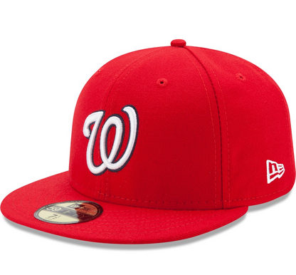 Gorra ajustada 59FIFTY On-Field de la colección Authentic de New Era para hombre, roja de local de los Washington Nationals