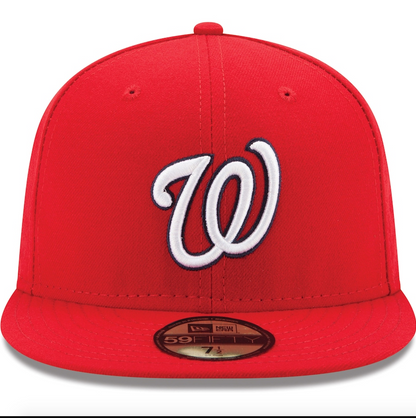 Gorra ajustada 59FIFTY On-Field de la colección Authentic de New Era para hombre, roja de local de los Washington Nationals