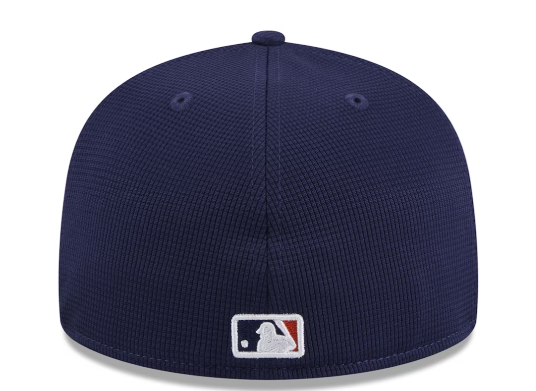 Gorra ajustada 59FIFTY New Era de práctica de bateo de los Houston Astros 2024 en azul marino para hombre