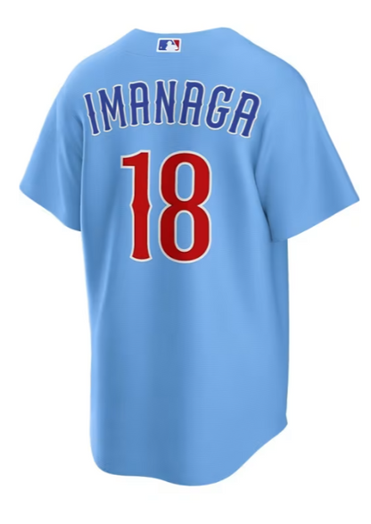 Camiseta réplica Nike azul claro de segundo uniforme alternativo de los Chicago Cubs de Shota Imanaga, #18, para hombre