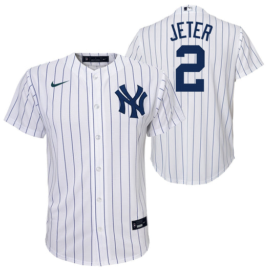 Youth Derek Jeter New York Yankees White Home Game Replica Player Jersey