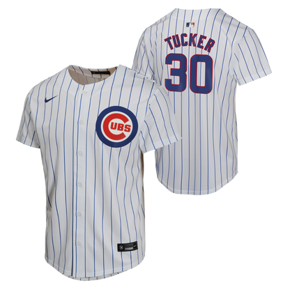NIKE Youth Kyle Tucker Chicago Cubs White Home Replica Sublimated Twill Jersey