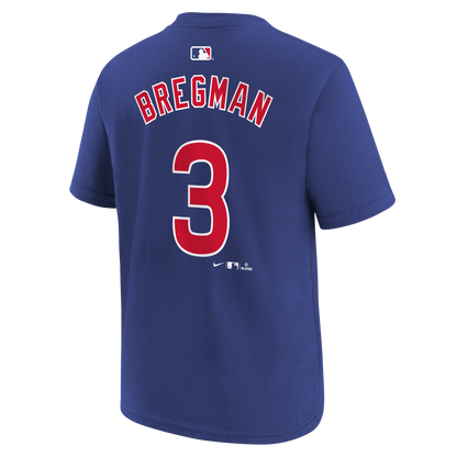 Camiseta juvenil de Chicago Alex Bregman azul real Nike con nombre y número