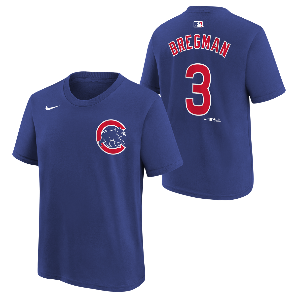 Camiseta juvenil de Chicago Alex Bregman azul real Nike con nombre y número