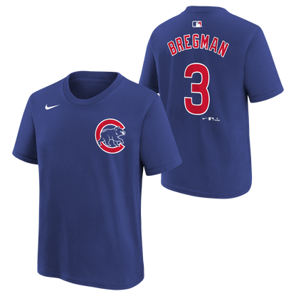 Camiseta juvenil de Chicago Alex Bregman azul real Nike con nombre y número