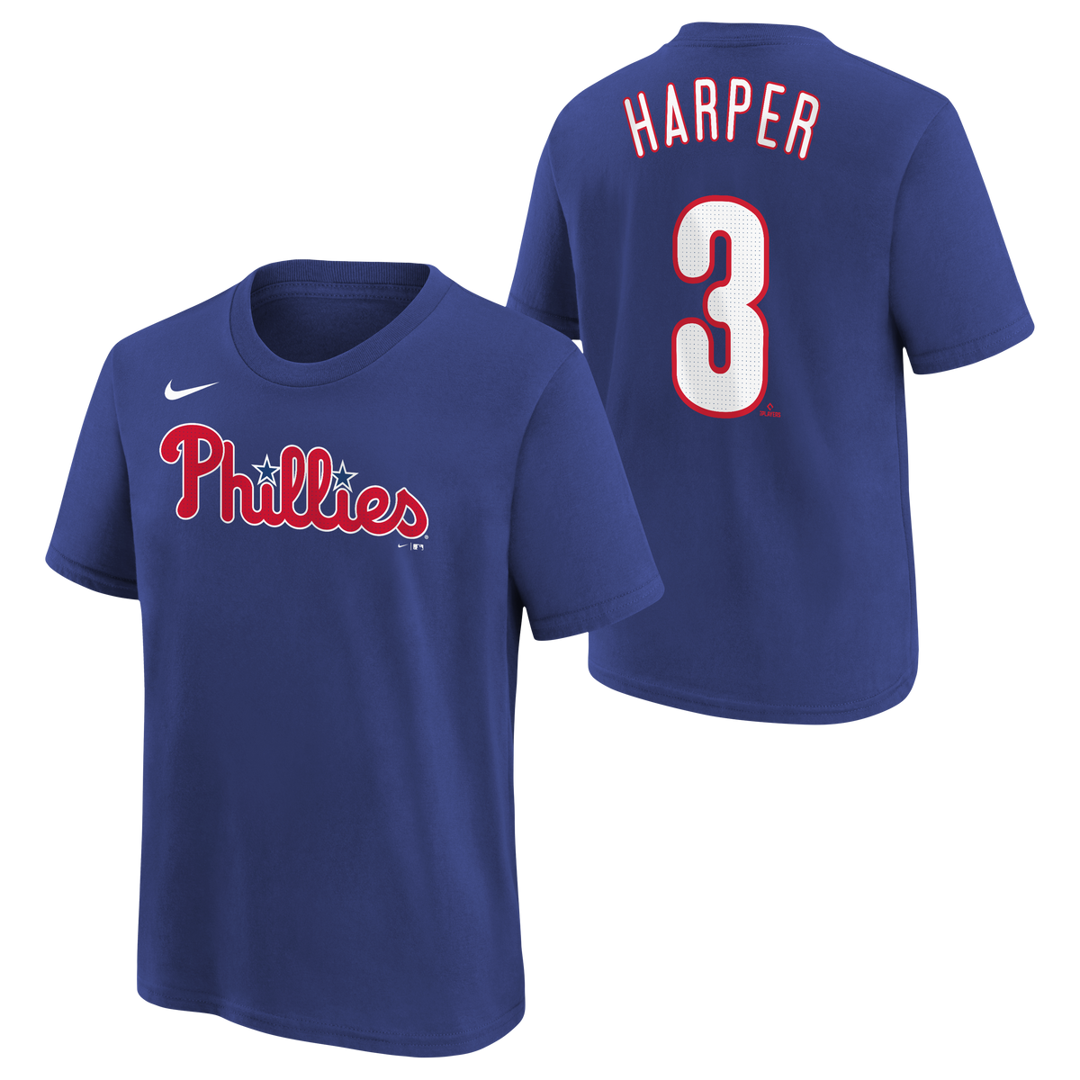 Camiseta juvenil Bryce Harper Nike azul real FUSE con nombre y número del jugador