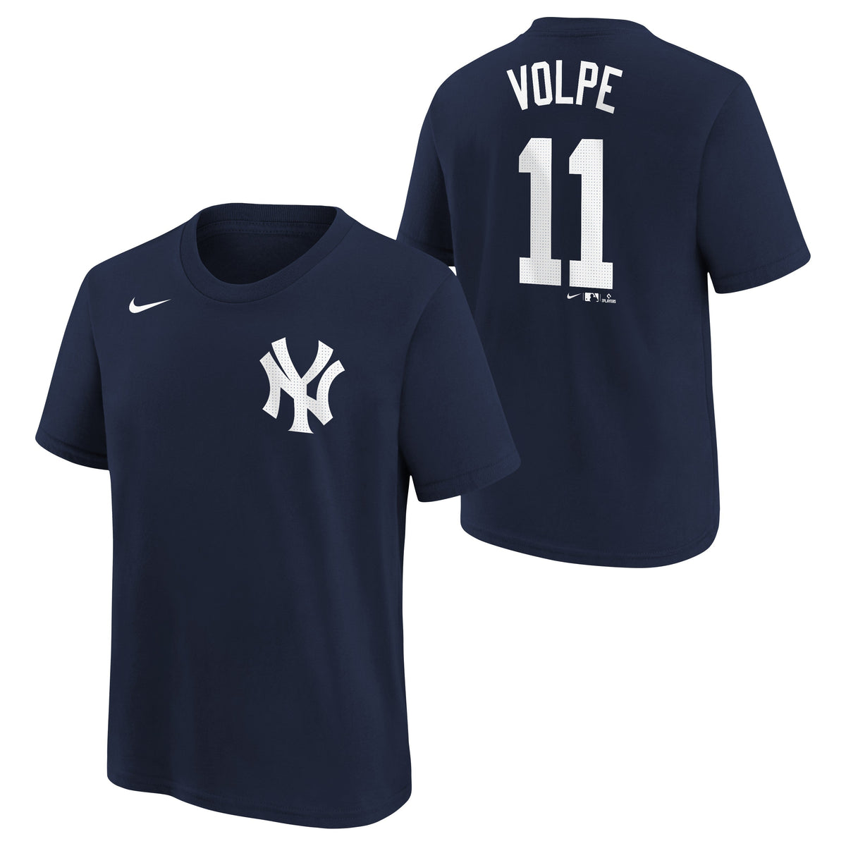 Camiseta juvenil Anthony Volpe New York Yankees azul marino Nike con nombre y número