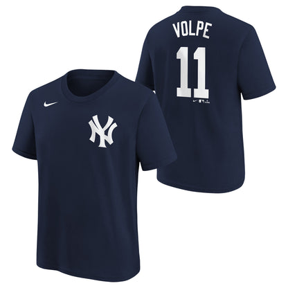 Camiseta juvenil Anthony Volpe New York Yankees azul marino Nike con nombre y número