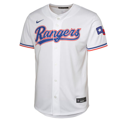 Camiseta réplica limitada de local blanca NIKE de Cory Seager para jóvenes de los Texas Rangers