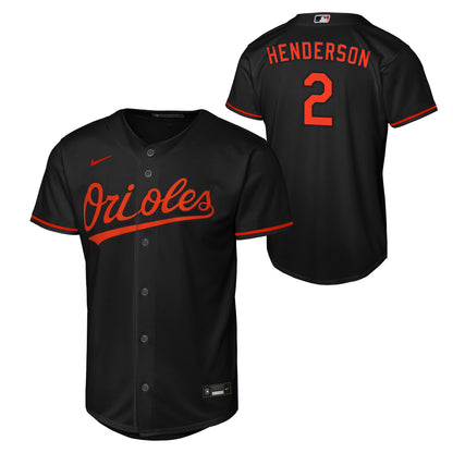 NIKE Youth Baltimore Orioles Gunnar Henderson Black Alternate Replica Jersey