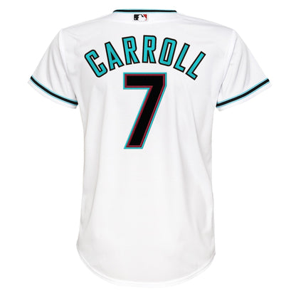 Youth Corbin Carroll Arizona Diamondbacks White Home Replica NIKE Screen Print Jersey